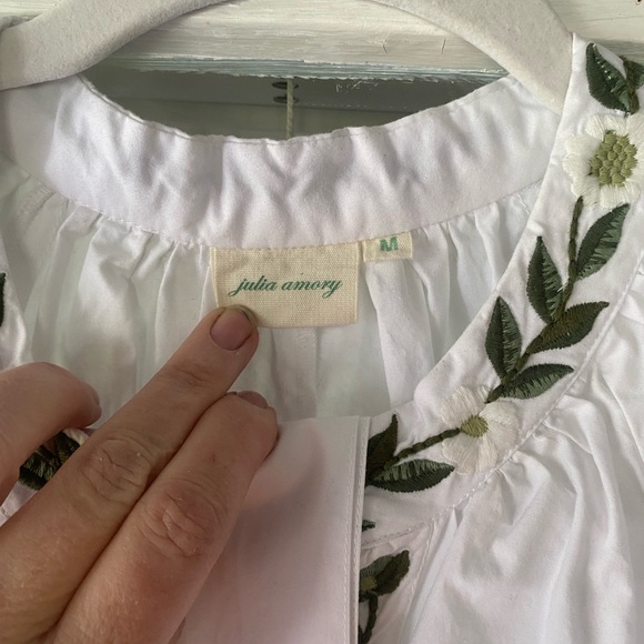 Julia Amory x Aerin limited edition White and Green Embroidered  Dress - Picture 2 of 4